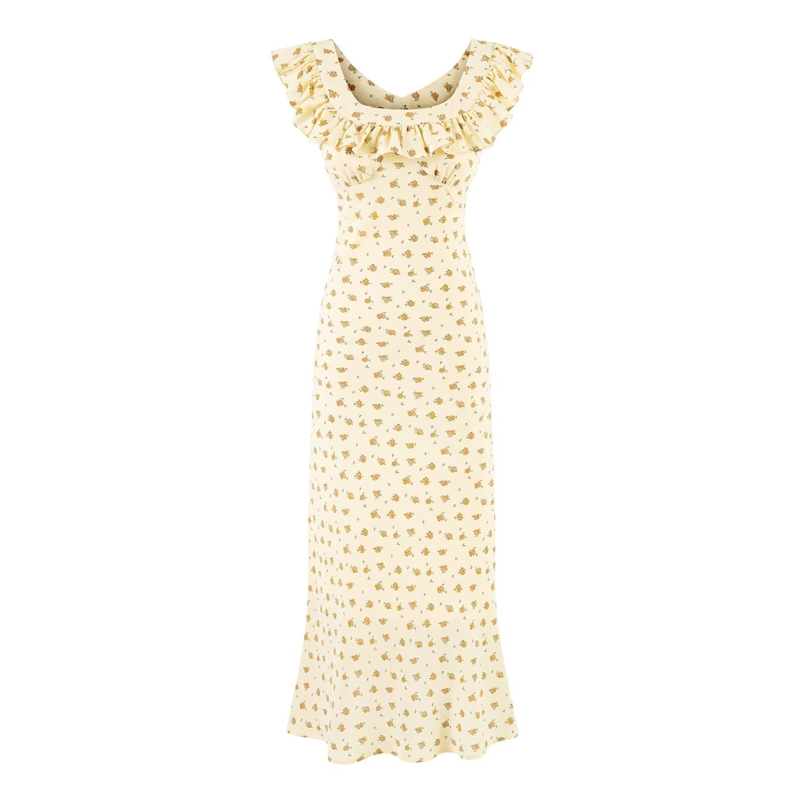 Women's Ruffled V-Neck Floral Vacation Dress