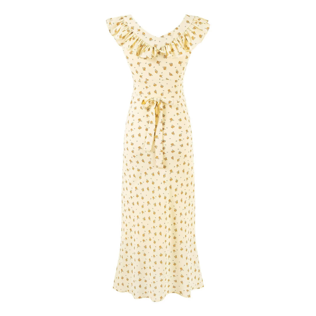 Women's Ruffled V-Neck Floral Vacation Dress