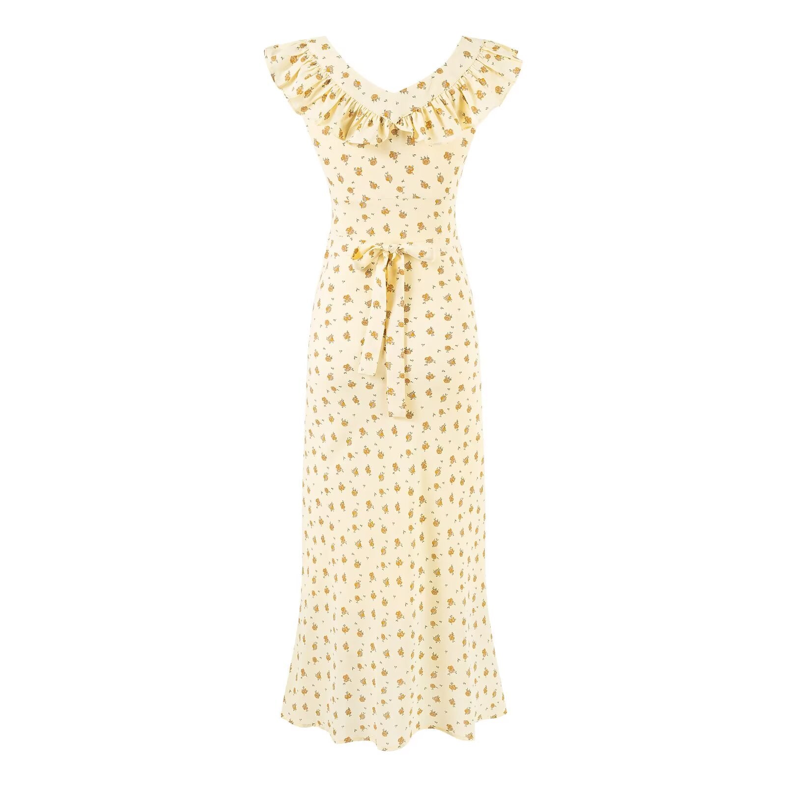 Women's Ruffled V-Neck Floral Vacation Dress