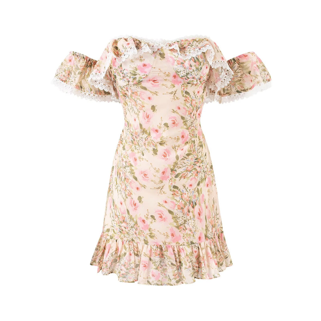 Women's Summer Pure Lace Floral Slim Fitting Hip Dress