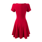 Women's Square Neck Short Sleeve A Line Dress