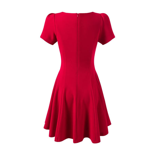 Summer Casual Waist Tight Slimming Square Collar Short Sleeve A line Vest Dress
