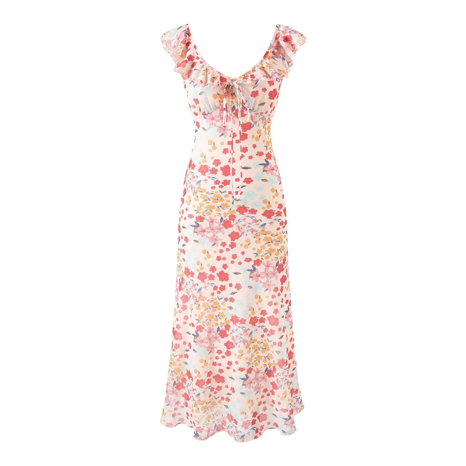 Women's Summer Gentle Casual Holiday V Neck Flounce Slim Fit Dress