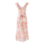 Women's Summer Gentle Casual Holiday V Neck Flounce Slim Fit Dress