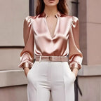 Satin long-sleeve slim-fit professional top