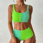 Split Solid Bikini Swimwear