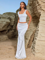 Women's Lace Sleeveless Maxi Top and Skirt Two-Piece Set