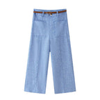 Women's Linen Double Breasted Vest Wide Leg Pants Sets