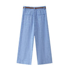 Women's Linen Double Breasted Vest Wide Leg Pants Sets