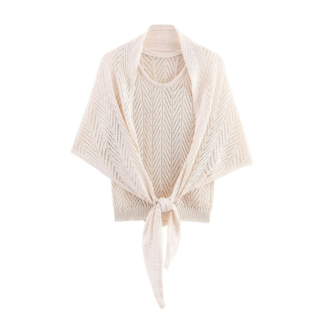 Women's Crocheted Hollow Out Cutout Coordinated Three-Piece Set