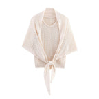 Women's Crocheted Hollow Out Cutout Coordinated Three-Piece Set