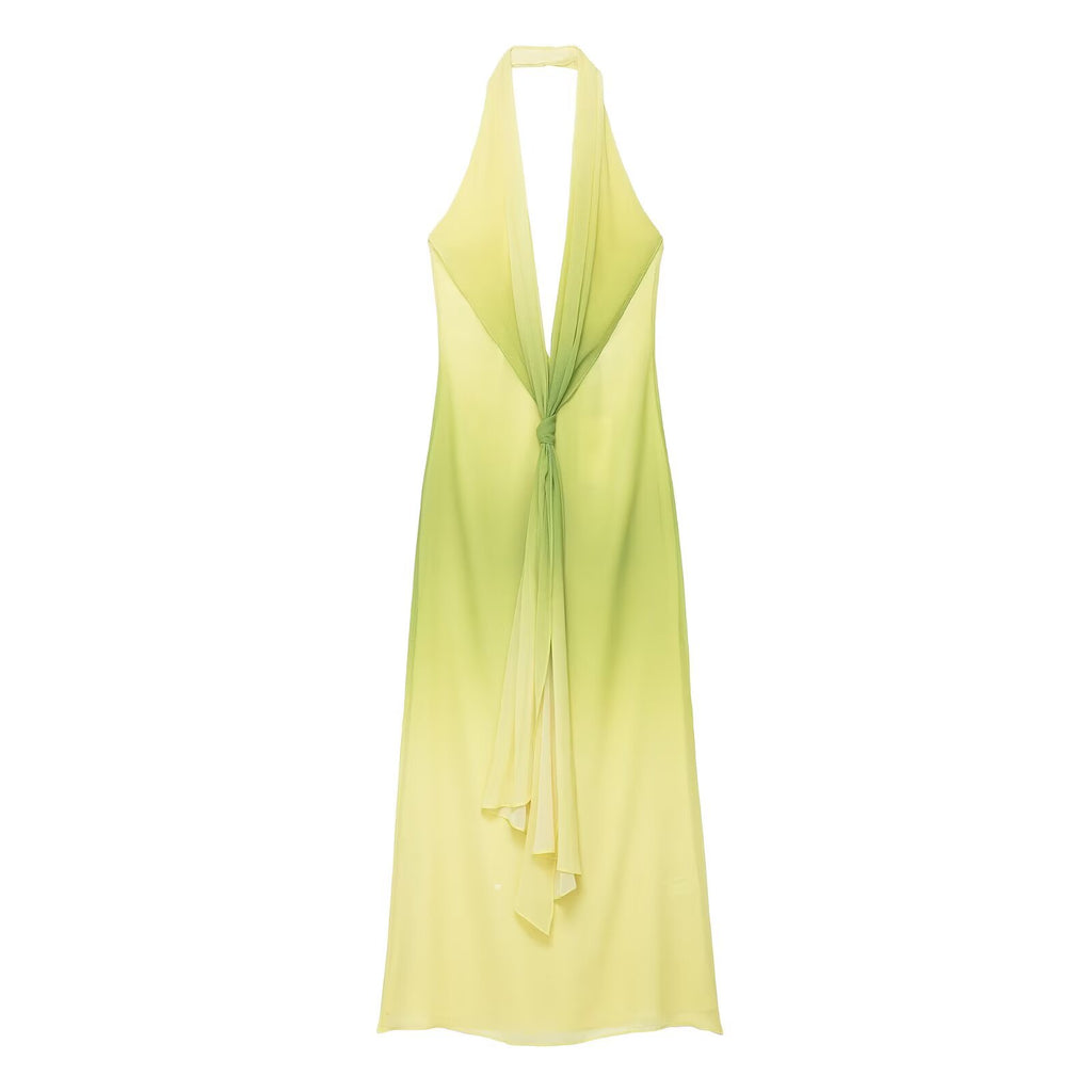 Women's Summer Women Clothing Printing Bow Tie Maxi Dress Women
