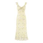 Women's Ruffled V-Neck Floral Midi Dress