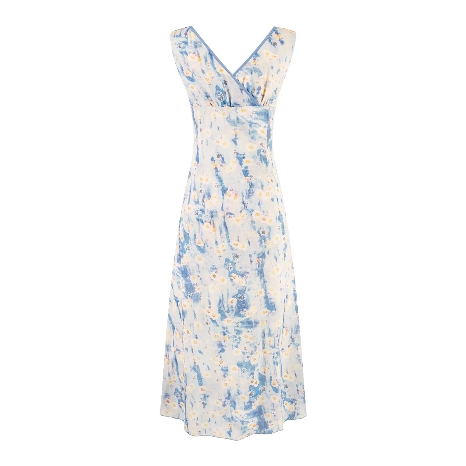 Women's Ruffled V-Neck Floral Midi Dress