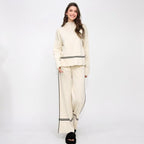 Winter Loose Knitted Long-Sleeve Round-Neck Sweater And Pants Two-Piece Set