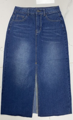 Retro Stretch Free Denim Mid Length Split Skirt