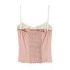 Women's Summer Women Clothing Sexy Slimming Tube Top Faux Two Pieces Contrast Color Spaghetti Strap Camisole Top Outer Wear