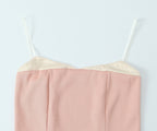 Women's Summer Women Clothing Sexy Slimming Tube Top Faux Two Pieces Contrast Color Spaghetti Strap Camisole Top Outer Wear