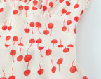 Sweet Printed Chic Wooden Ear Suspender French V-Neck Slim Short Dress