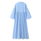 Women's Button-Front Collared Maxi Dress