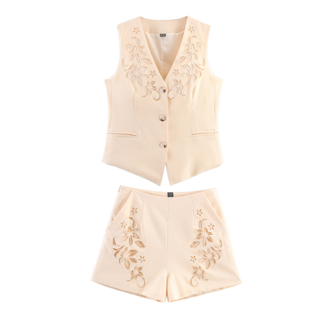 Women's Printed Summer Twet Sleeveless Western Two-Piece Sets Shorts