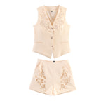 Women's Printed Summer Twet Sleeveless Western Two-Piece Sets Shorts