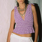 Women's Hollowed Out Embroidered Bowknot Decoration Top
