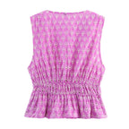Women's Hollowed Out Embroidered Bowknot Decoration Top