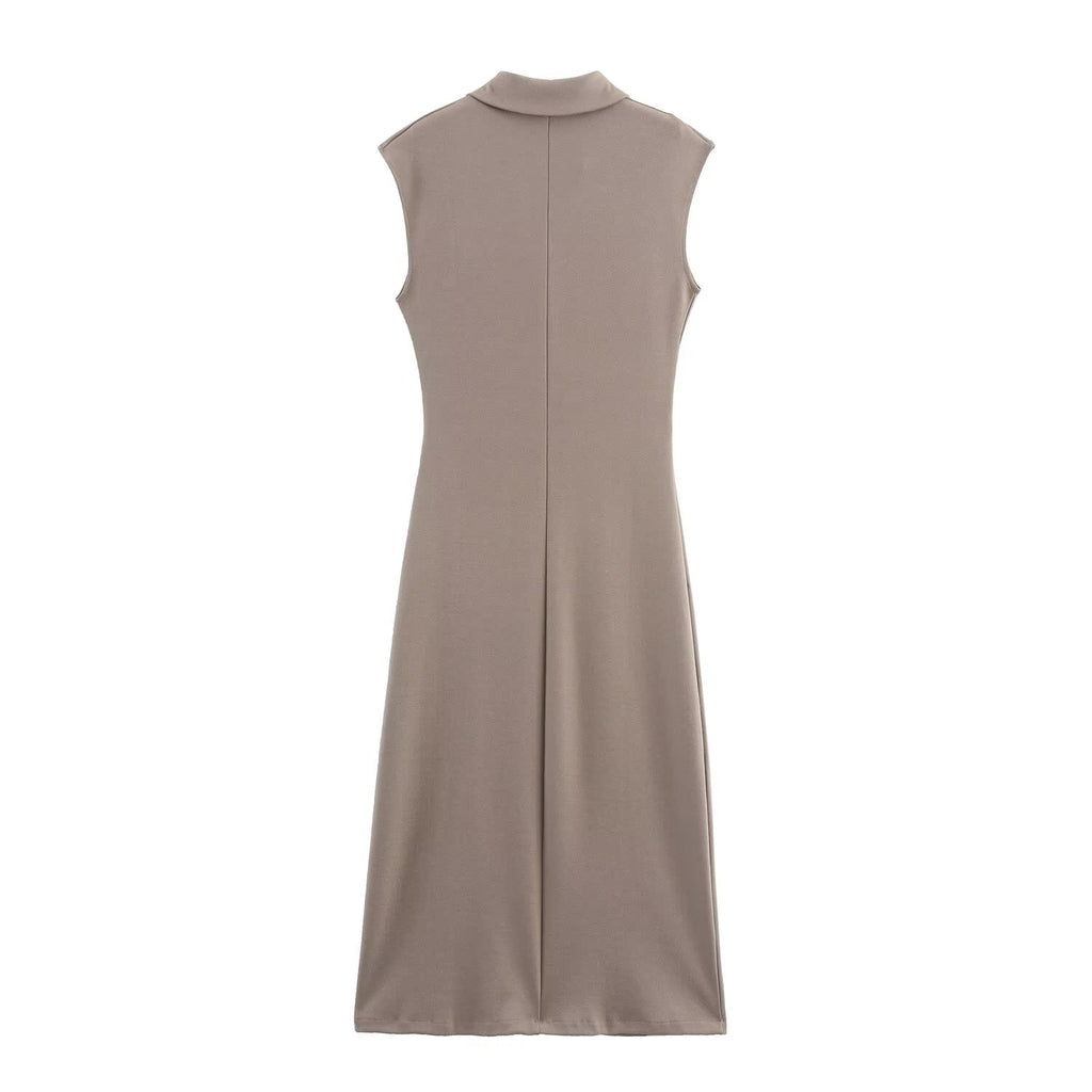 Women Clothing Summer Shirt Collar Midi Dress