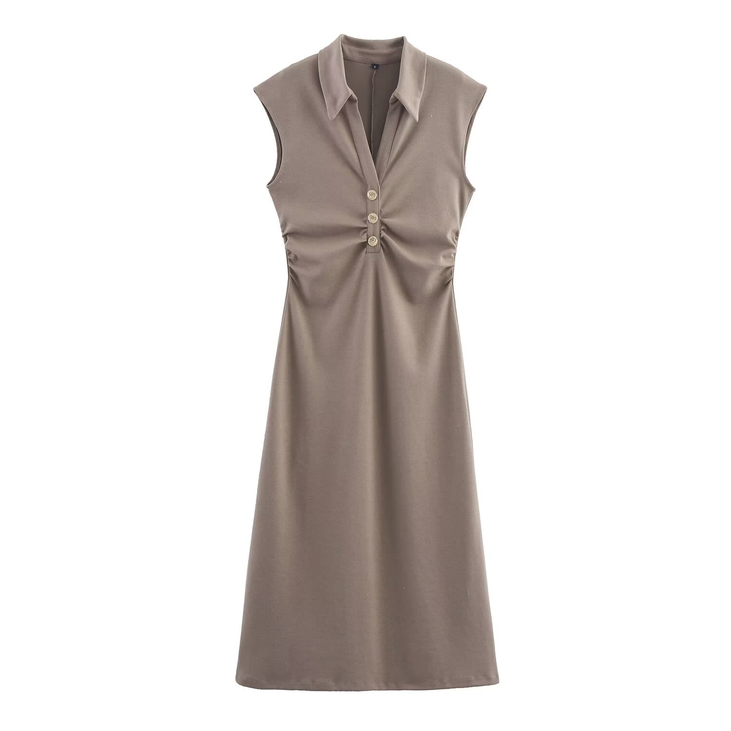 Women Clothing Summer Shirt Collar Midi Dress
