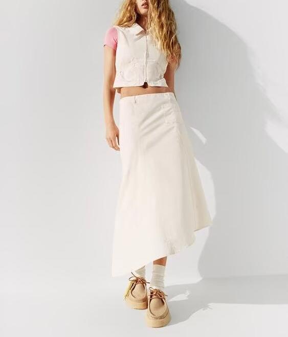 Women's Asymmetric Midi Top and Skirt Two-Piece Set