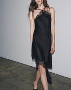 Women's Lace Silk Satin Texture Sling Dress