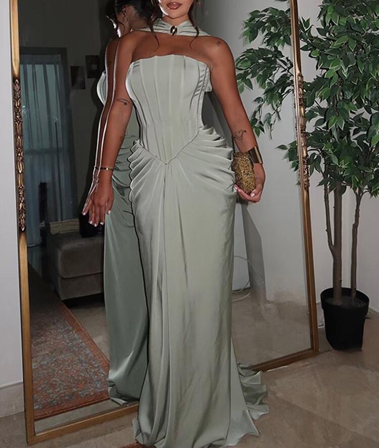 Classic Paint Halter Tube Top Maxi Dress