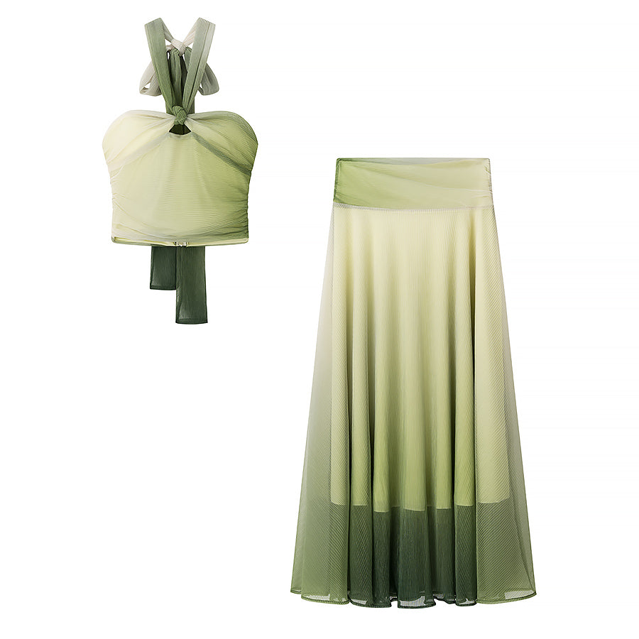 Women's Gradient Color Printing Coordinated Two-Piece Set