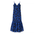 Chiffon Polka Dots Tiered Dress Strap Long