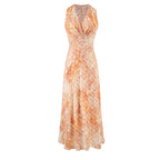 Women's Summer Casual Simple Blooming Printing Pull Belt Waist Tight Dress