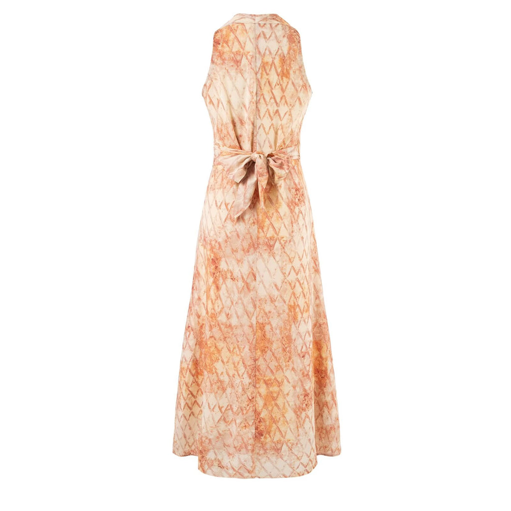 Women's Summer Casual Simple Blooming Printing Pull Belt Waist Tight Dress