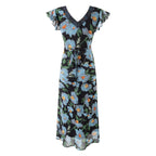 Women's Floral Lace Flutter Sleeve Bodycon Midi Dress