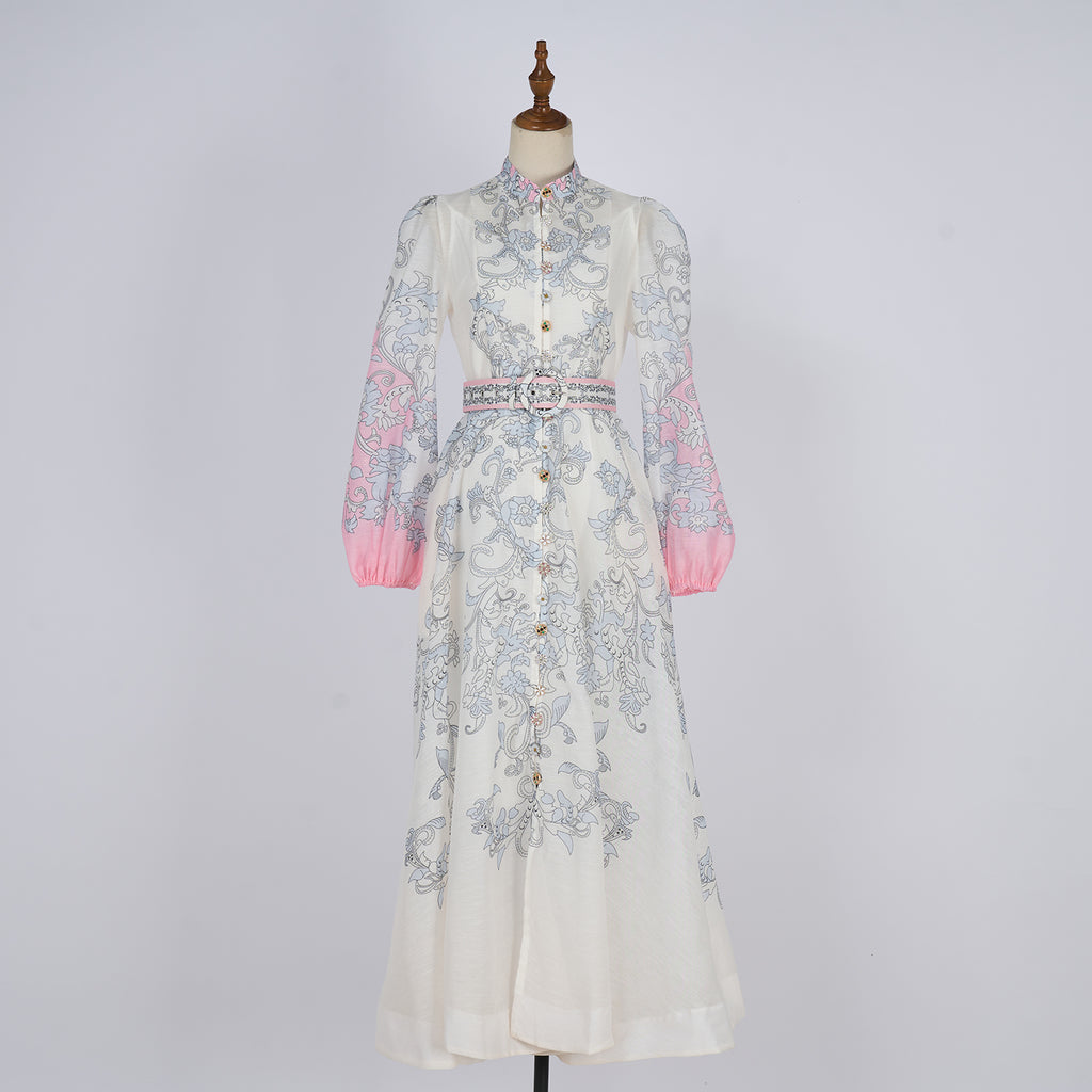Women's Design Single Breasted Lantern Sleeve Retro Dress