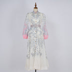 Women's Design Single Breasted Lantern Sleeve Retro Dress