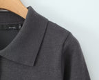 Button-Front Long-Sleeve Knit Dress