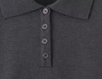 Button-Front Long-Sleeve Knit Dress