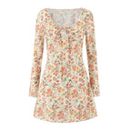 French Romantic Vintage Floral Holiday Atmosphere Slim Dress