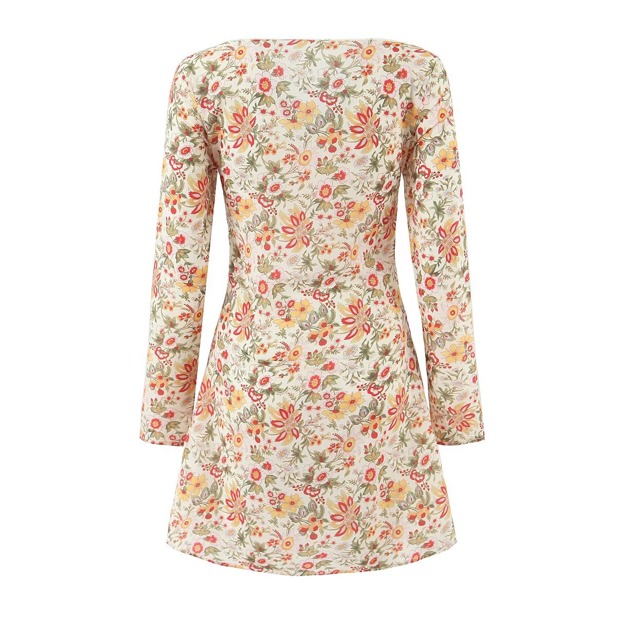 French Romantic Vintage Floral Holiday Atmosphere Slim Dress