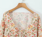 French Romantic Vintage Floral Holiday Atmosphere Slim Dress