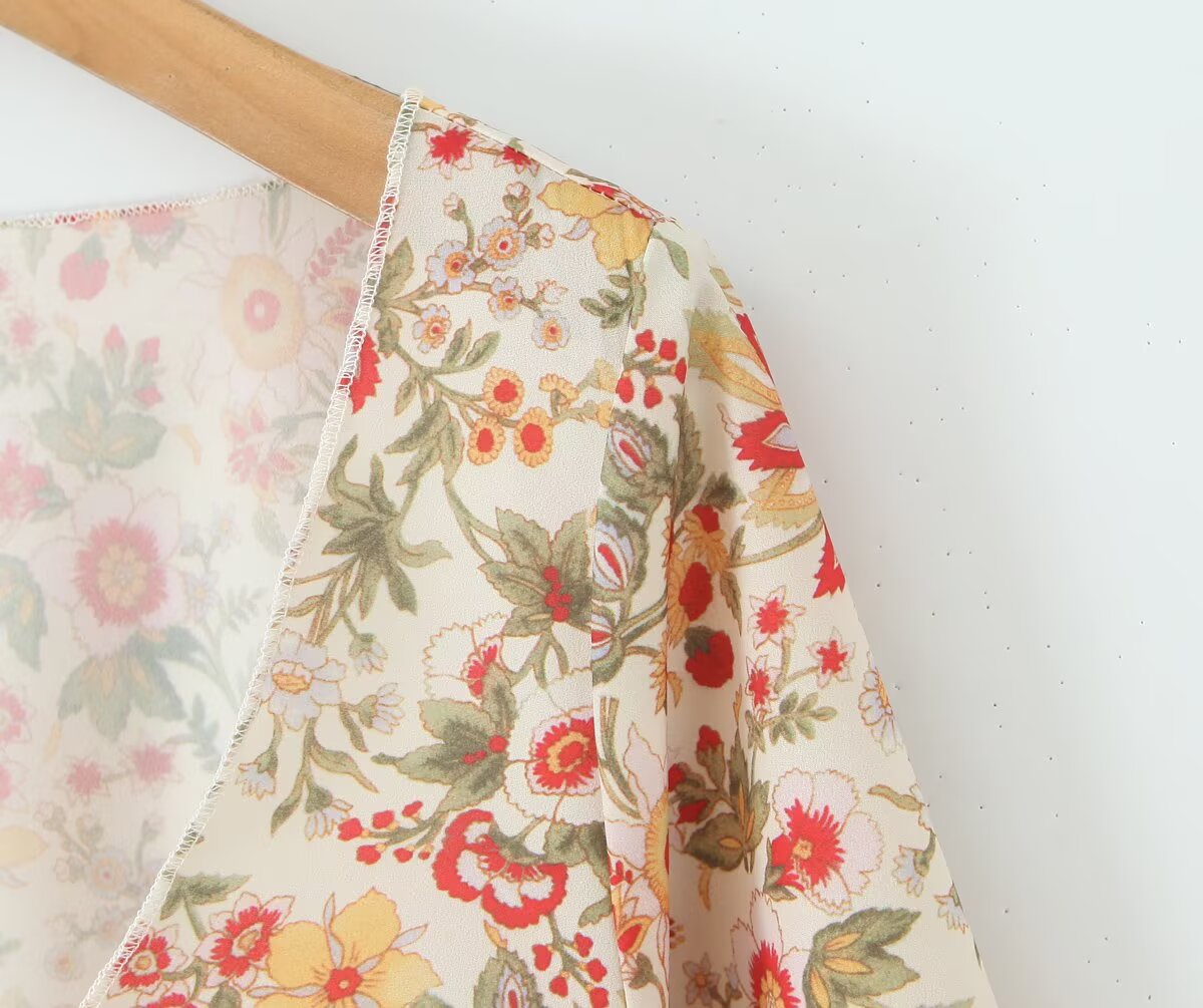 French Romantic Vintage Floral Holiday Atmosphere Slim Dress