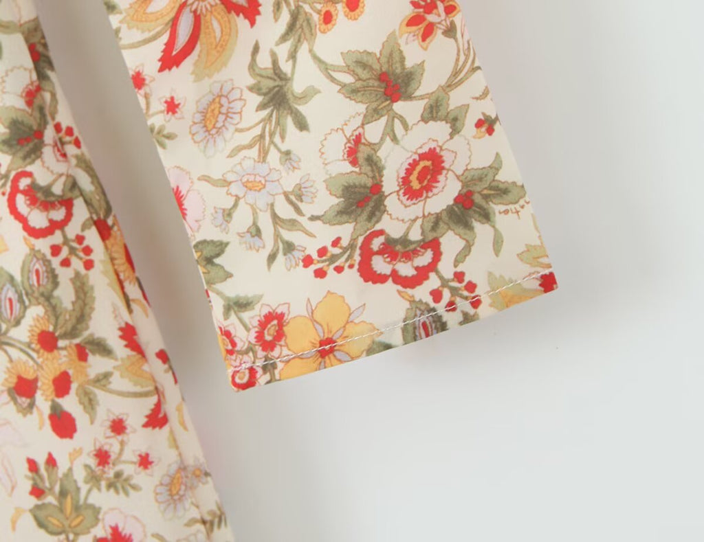 French Romantic Vintage Floral Holiday Atmosphere Slim Dress