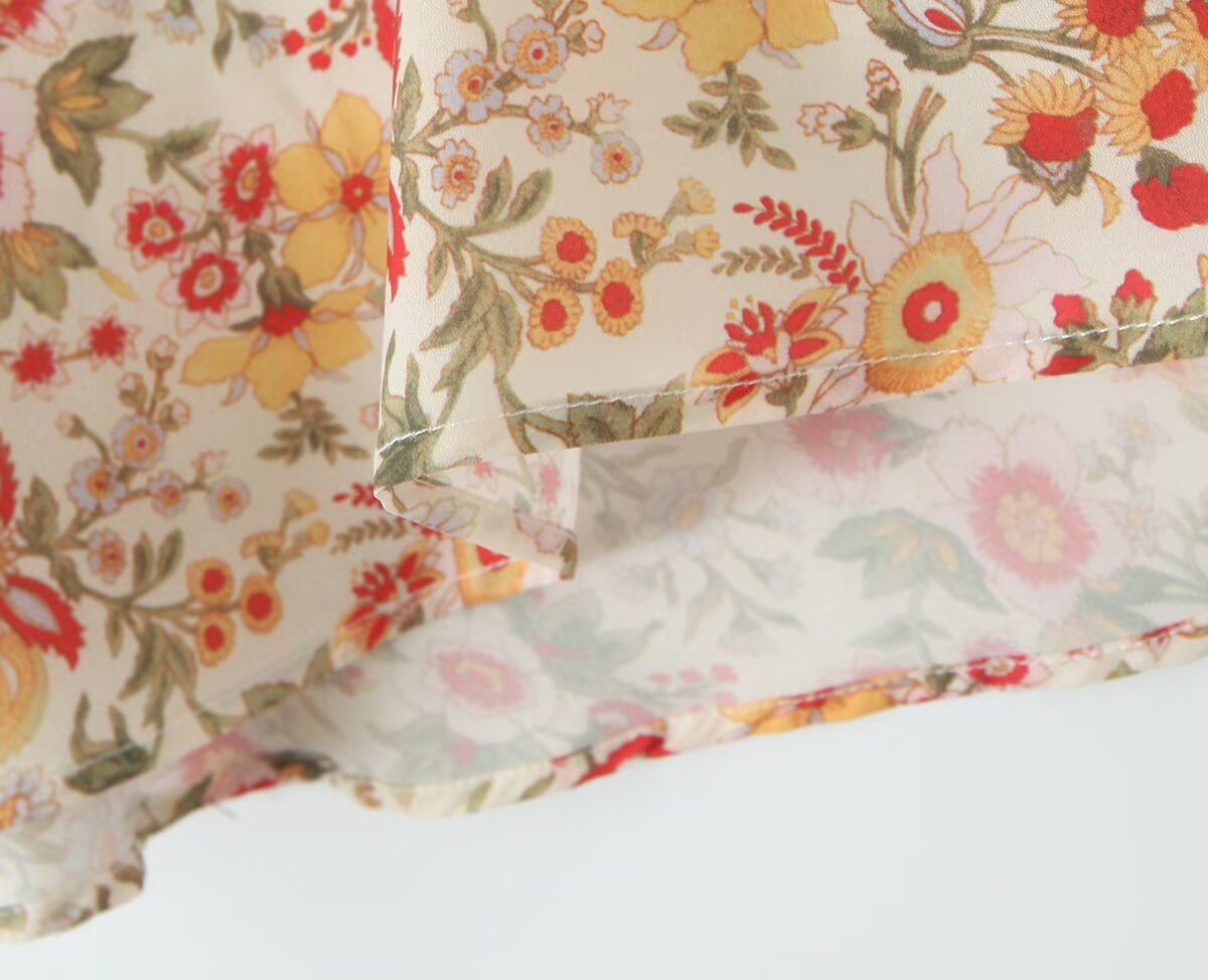 French Romantic Vintage Floral Holiday Atmosphere Slim Dress