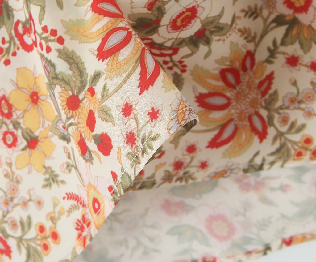 French Romantic Vintage Floral Holiday Atmosphere Slim Dress