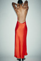 Satin Backless Strap Maxi Dress